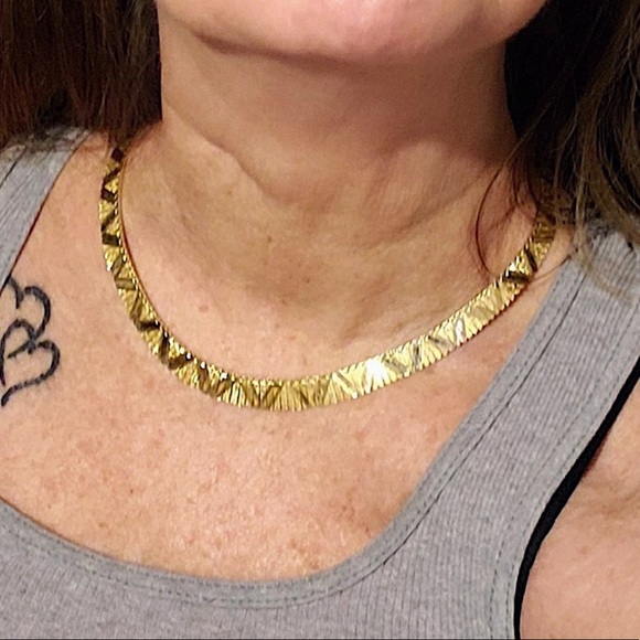 GIFTED 🔥14KYG "CLEOPATRA STYLE”, Chased Design, NECKLACE - Picture 11 of 11